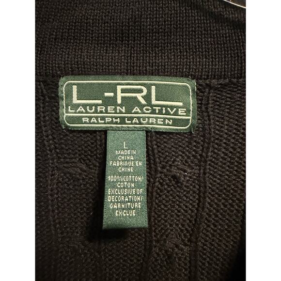Lauren Ralph Lauren | Womens Academia Monogram Cable Sweater Black -Size Large - Picture 3 of 8